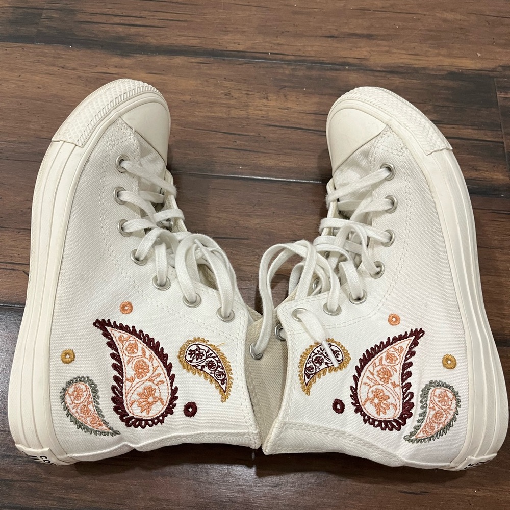 Converse Paisley Pattern Chuck Taylor High Top White Canvas Sneakers